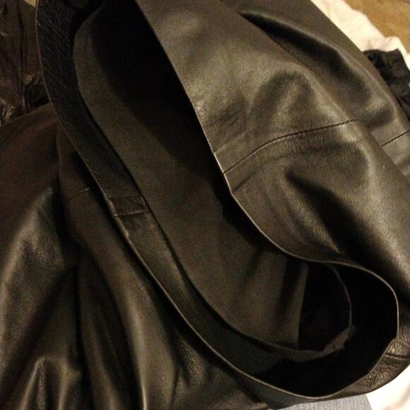 DKNYC Gauchos Buttery LAMB LEATHER Size 10 Black Crop Pants Wide Leg Modern Glam - Picture 7 of 12